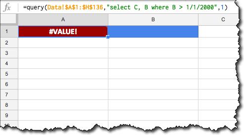 Ngày không chính xác trong chức năng Truy vấn